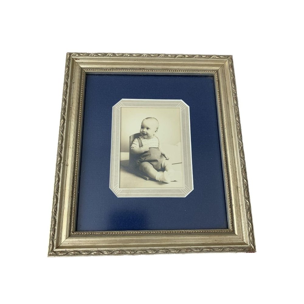Vintage Baby Picture - Framed - 9" x 8" - B&W